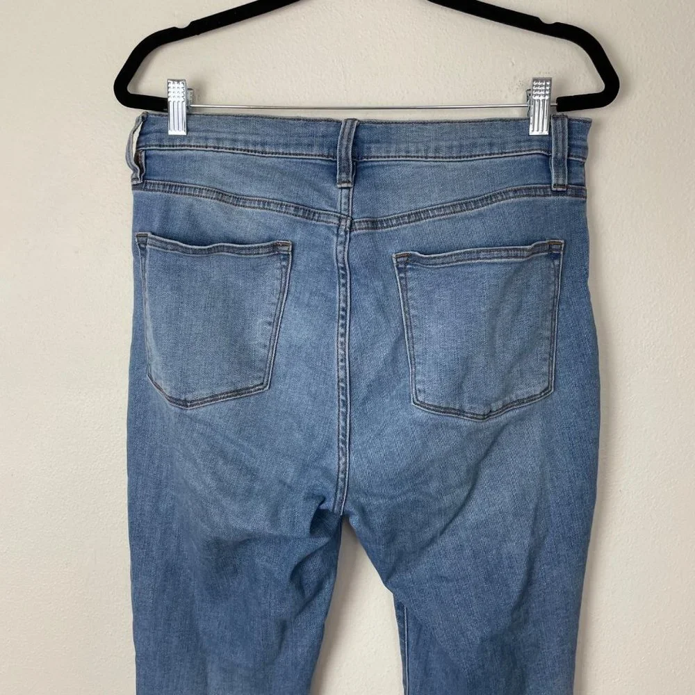 J. Crew Factory Woman's Sz 31High Rise Medium Wash Skinny Jeans Frayed Acid Wash - Picture 7 of 9